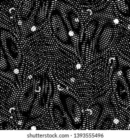 Abstract grunge grid stripe halftone background pattern. Black and white line vector illustration
