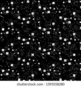 Abstract grunge grid stripe halftone background pattern. Black and white line vector illustration