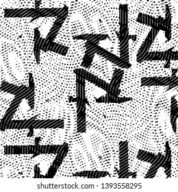 Abstract grunge grid stripe halftone background pattern. Black and white line vector illustration