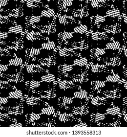 Abstract grunge grid stripe halftone background pattern. Black and white line vector illustration