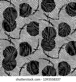 Abstract grunge grid stripe halftone background pattern. Black and white line vector illustration