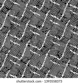 Abstract grunge grid stripe halftone background pattern. Black and white line vector illustration