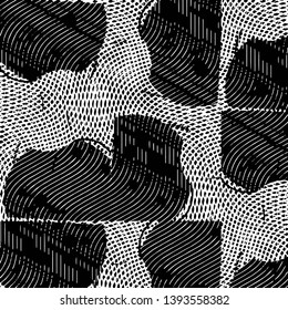 Abstract grunge grid stripe halftone background pattern. Black and white line vector illustration