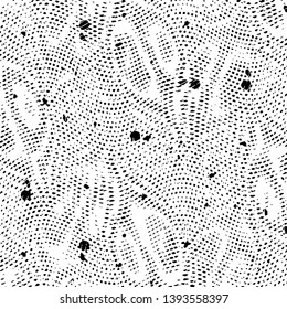 Abstract grunge grid stripe halftone background pattern. Black and white line vector illustration