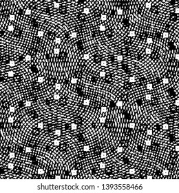 Abstract grunge grid stripe halftone background pattern. Black and white line vector illustration
