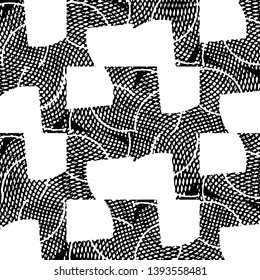 Abstract grunge grid stripe halftone background pattern. Black and white line vector illustration