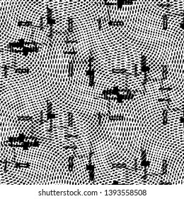 Abstract grunge grid stripe halftone background pattern. Black and white line vector illustration