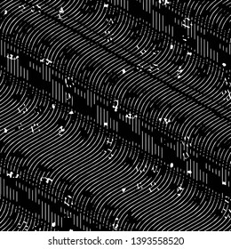 Abstract grunge grid stripe halftone background pattern. Black and white line vector illustration