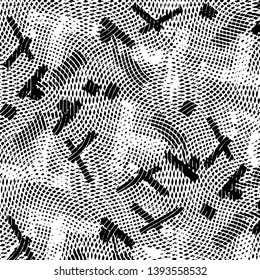 Abstract grunge grid stripe halftone background pattern. Black and white line vector illustration