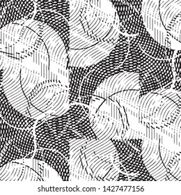 Abstract grunge grid stripe halftone background pattern. Black and white line vector illustration