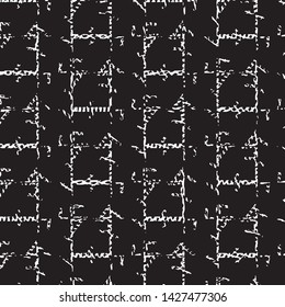 Abstract grunge grid stripe halftone background pattern. Black and white line vector illustration