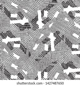Abstract grunge grid stripe halftone background pattern. Black and white line vector illustration