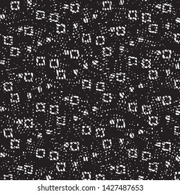 Abstract grunge grid stripe halftone background pattern. Black and white line vector illustration