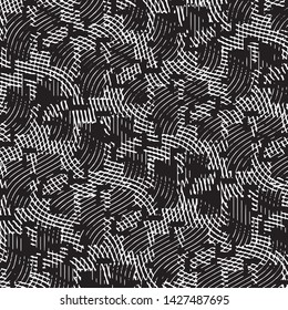 Abstract grunge grid stripe halftone background pattern. Black and white line vector illustration