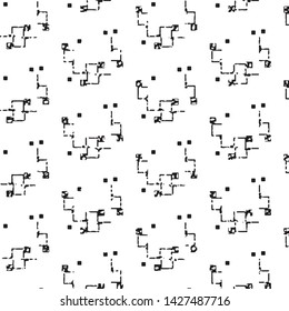 Abstract grunge grid stripe halftone background pattern. Black and white line vector illustration