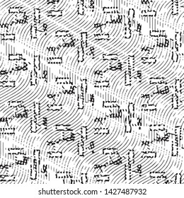 Abstract grunge grid stripe halftone background pattern. Black and white line vector illustration