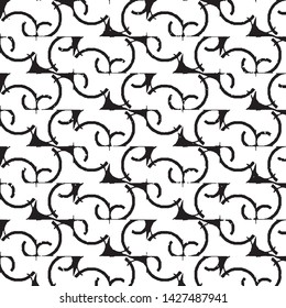 Abstract grunge grid stripe halftone background pattern. Black and white line vector illustration