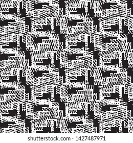 Abstract grunge grid stripe halftone background pattern. Black and white line vector illustration
