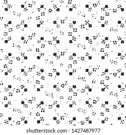 Abstract grunge grid stripe halftone background pattern. Black and white line vector illustration