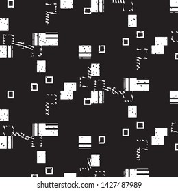 Abstract grunge grid stripe halftone background pattern. Black and white line vector illustration