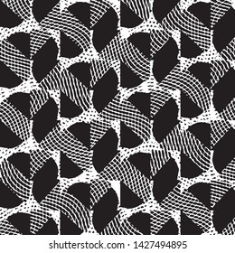 Abstract grunge grid stripe halftone background pattern. Black and white line vector illustration