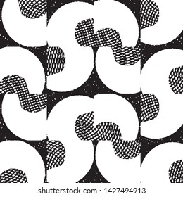 Abstract grunge grid stripe halftone background pattern. Black and white line vector illustration