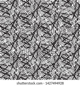 Abstract grunge grid stripe halftone background pattern. Black and white line vector illustration