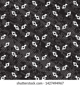 Abstract grunge grid stripe halftone background pattern. Black and white line vector illustration