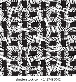 Abstract grunge grid stripe halftone background pattern. Black and white line vector illustration