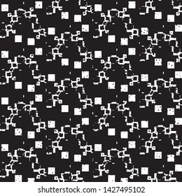 Abstract grunge grid stripe halftone background pattern. Black and white line vector illustration