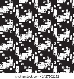 Abstract grunge grid stripe halftone background pattern. Black and white line vector illustration