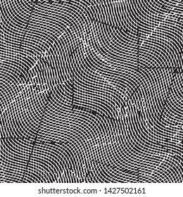 Abstract grunge grid stripe halftone background pattern. Black and white line vector illustration