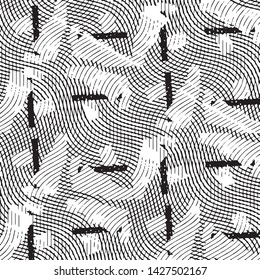 Abstract grunge grid stripe halftone background pattern. Black and white line vector illustration