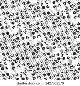 Abstract grunge grid stripe halftone background pattern. Black and white line vector illustration