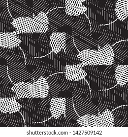 Abstract grunge grid stripe halftone background pattern. Black and white line vector illustration