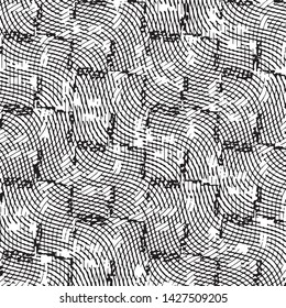 Abstract grunge grid stripe halftone background pattern. Black and white line vector illustration