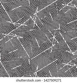 Abstract grunge grid stripe halftone background pattern. Black and white line vector illustration