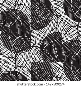 Abstract grunge grid stripe halftone background pattern. Black and white line vector illustration