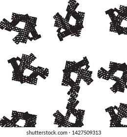 Abstract grunge grid stripe halftone background pattern. Black and white line vector illustration