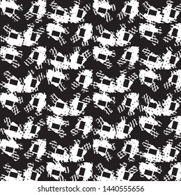 Abstract grunge grid stripe halftone background pattern. Black and white line vector illustration