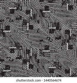 Abstract grunge grid stripe halftone background pattern. Black and white line vector illustration