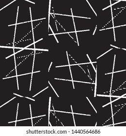 Abstract grunge grid stripe halftone background pattern. Black and white line vector illustration