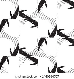 Abstract grunge grid stripe halftone background pattern. Black and white line vector illustration