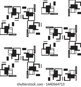 Abstract grunge grid stripe halftone background pattern. Black and white line vector illustration