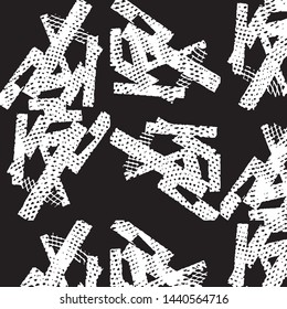 Abstract grunge grid stripe halftone background pattern. Black and white line vector illustration