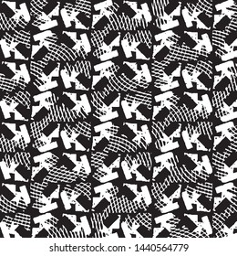 Abstract grunge grid stripe halftone background pattern. Black and white line vector illustration