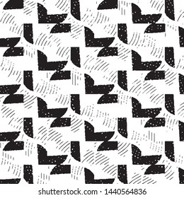 Abstract grunge grid stripe halftone background pattern. Black and white line vector illustration