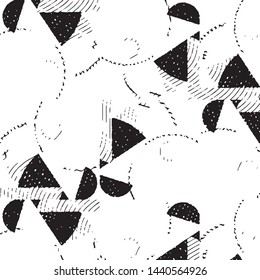 Abstract grunge grid stripe halftone background pattern. Black and white line vector illustration