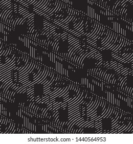 Abstract grunge grid stripe halftone background pattern. Black and white line vector illustration