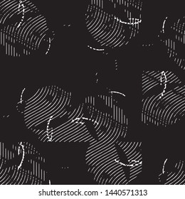 Abstract grunge grid stripe halftone background pattern. Black and white line vector illustration